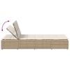 Sun Lounger with Floating Cushion Beige Poly Rattan