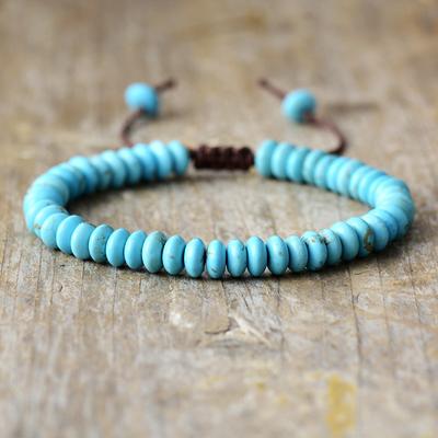 BLINGBAY Men's And Women's Bracelet New Natural Stone Hand Beaded Bracelet Turquoise Adjustable Bracelet Party Birthday Jewelry Gift