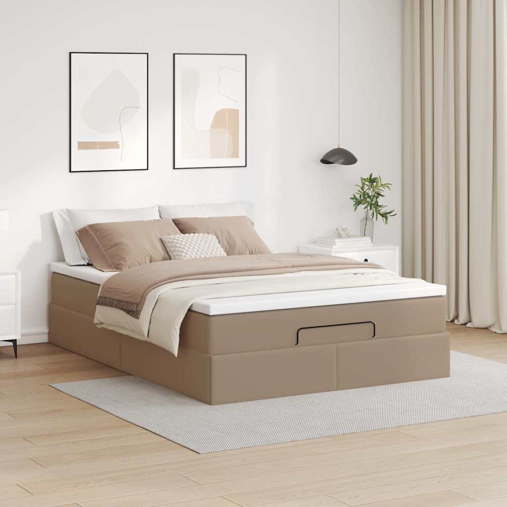 Ottoman Bed with Mattress Cappuccino Brown 140x200 Cm Faux Leather