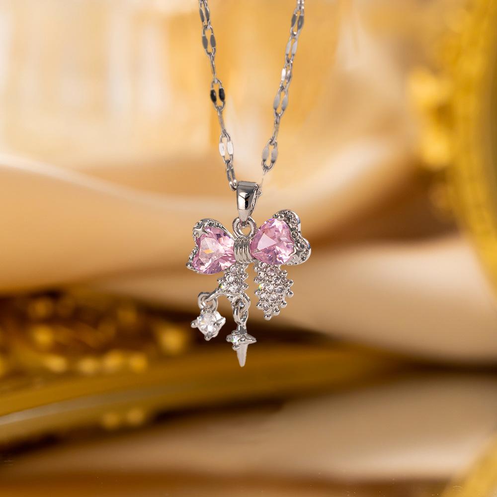 Elegant Luxury Full Zircon Copper Micro Inlaid Necklace Women Simple Exquisite Collarbone Chain Necklace