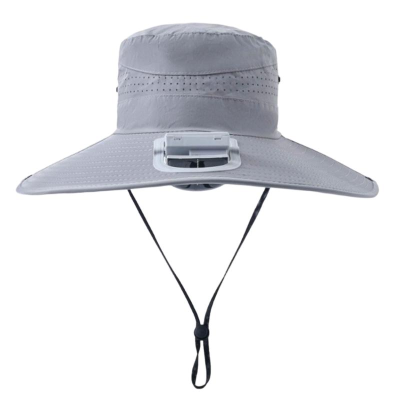 Rechargeable Outdoor Fisherman Hat Built In Fan Solar Charging Lightweight Breathable Sun Protection For Men Women