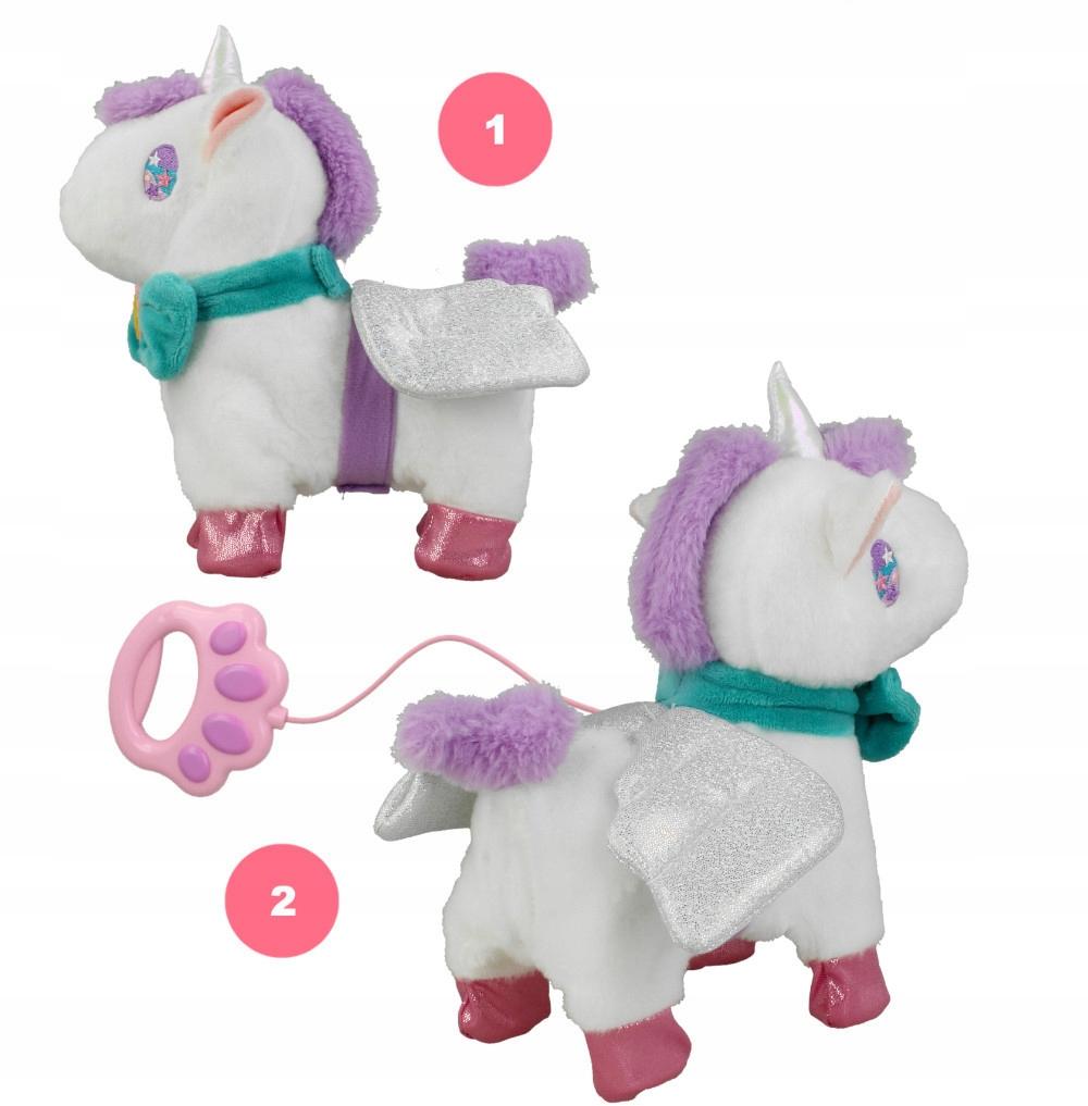 [PACZB][1] Interactive Plush Unicorn On a Leash, Battery Operated / WHITE / U881B