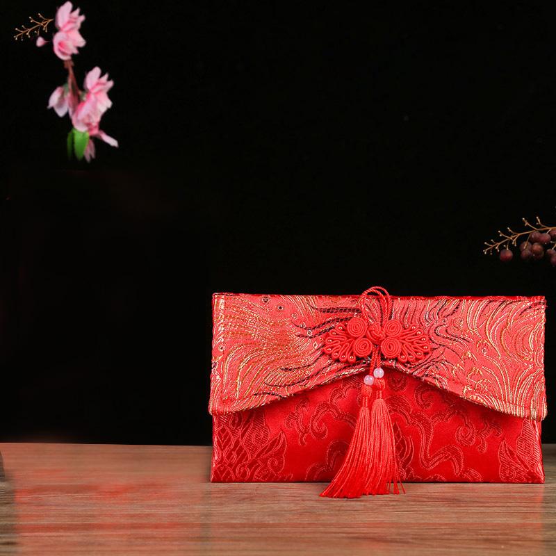 2026 New Year Red Packets Birthday Brocade Money Bag Wedding Red Envelopes Dragon Phoenix Spring Festival Blessing Lucky Gift