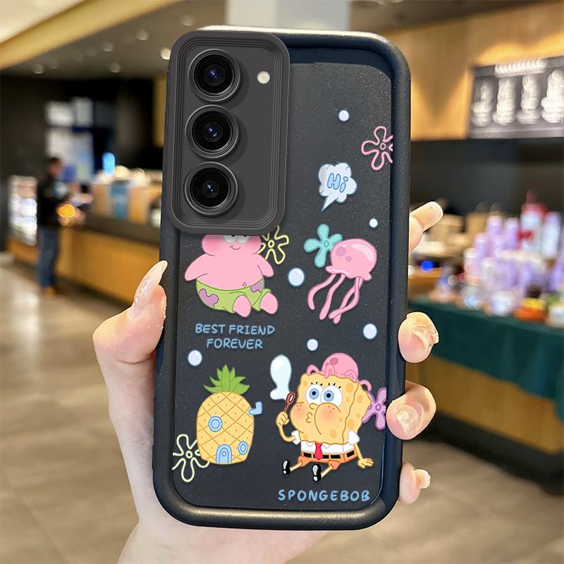 Cute S-SpongeBobs Pinch Butt Phone Soft Case For Samsung Galaxy S25 S24 S23 S21 Ultra Plus S25 S23 S20 Silicone Shockproof Cover