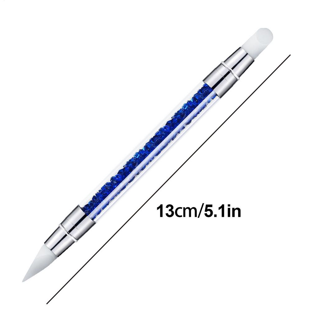 Professional D ual Tipped Silicone Nail Brush Set Rhinestone Carving Polishing Pen Manicure N ail Art Tools For Salon Home DIY