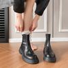 Hand Scratched Platform Short Boots Women's Spring and Autumn Chelsea Single Boots British Style Martin Boots Thick Heel Side Zipper Chimney Boots