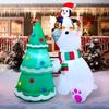 JOYFY 6 Ft Christmas Polar Bear Inflatable Decoration with Penguin & Xmas Tree Dcor for Christmas Party Yard Winter Decoration