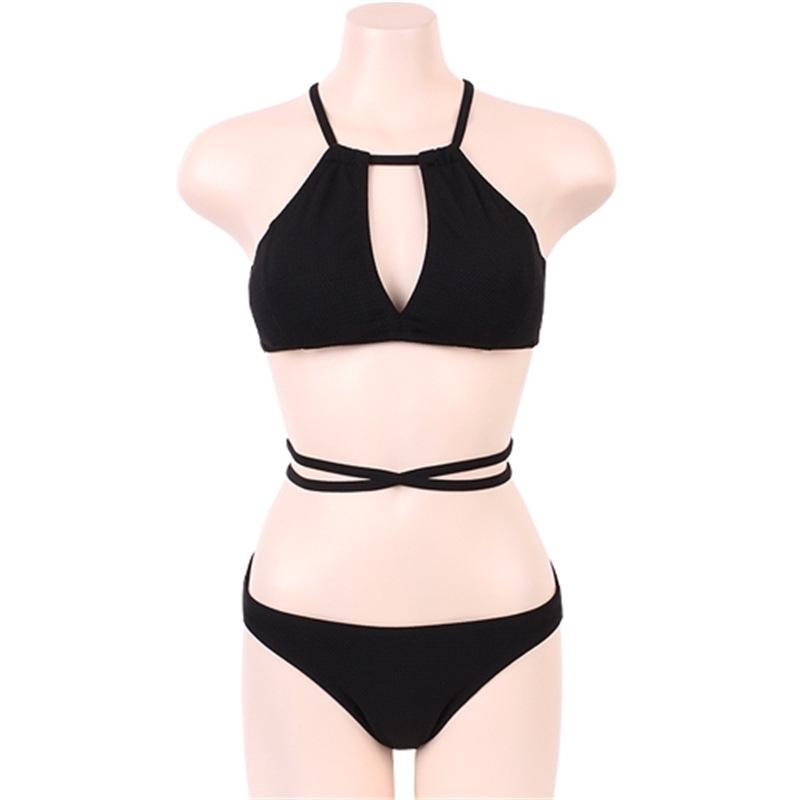 New Korean Style Women's Sexy Deep V Bandage Bikini - Flattering for All Bust Sizes