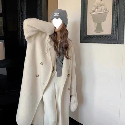 Herbst und Winter Übergröße Locker Einlagiger Wollmantel Damen Mittel und Lang Kurzer Wollmantel Damen