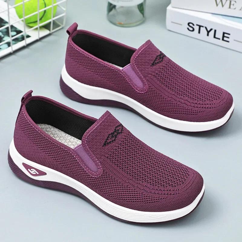 Fashion 2025 Spring New Women's Cloth Shoes High Quality Women's Sports Flat Shoes Le Fu Shoes Plus Size Walking Flat  Women's
