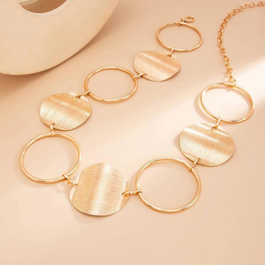 Salircon Vintage HollowOut Round Waist Chain Gold Color Metal Waist Chain Adjustable Oval Belly Chain Women Jewelry Accessories