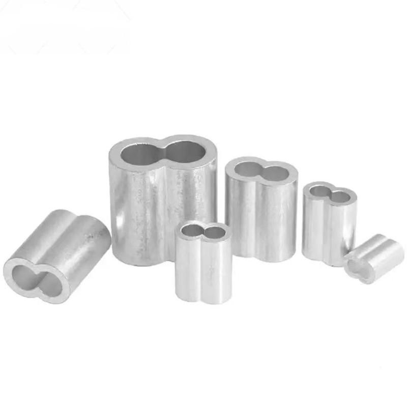 Wire Rope Ferrule M1 M1.2 M1.5 M2 M2.5 M3-M12 Aluminum Ferrules Clamps 8-Shape Double Hole Aluminum Casing Wire Rope Oval Clip