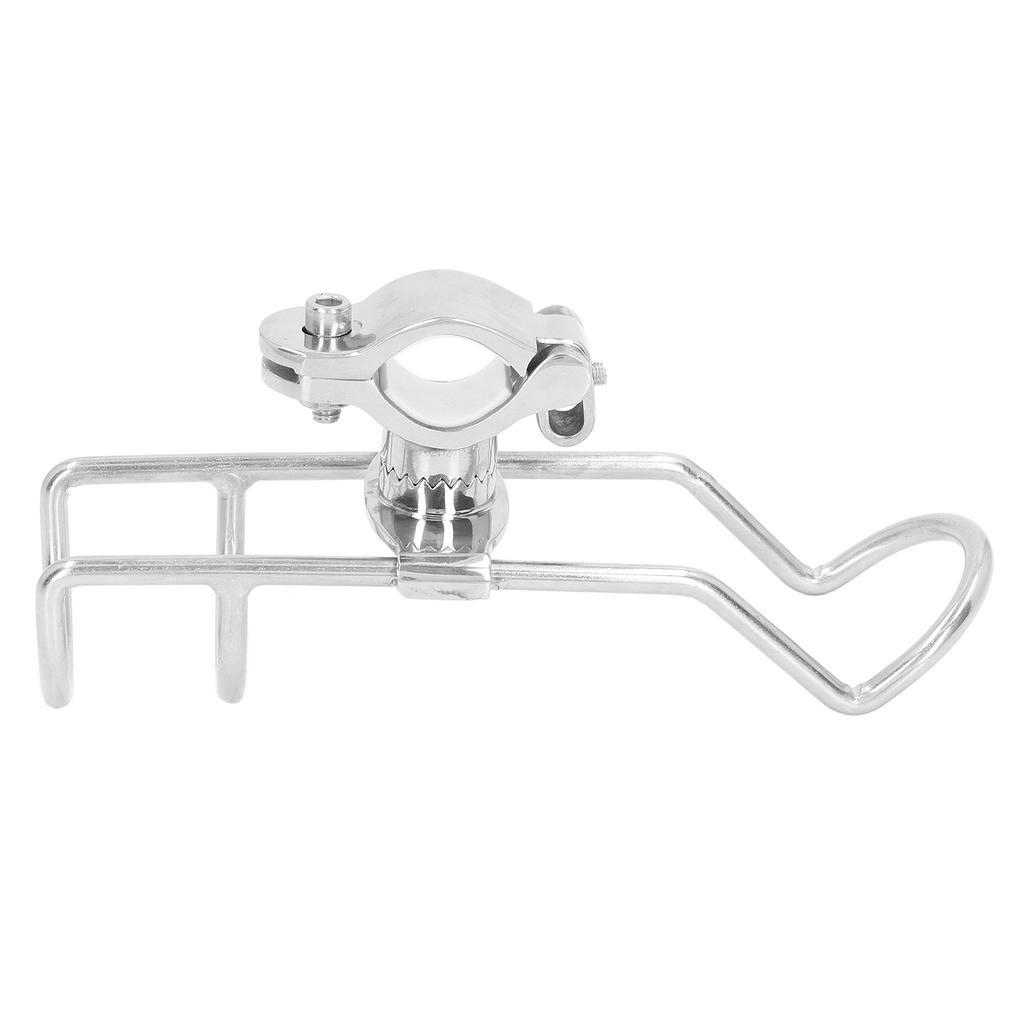 Rail Mounted Clamp Adjustable Fishing Rod Holder 360 Degrees Rotation 304 Stainless Steel for 22.2 To 31.7mm Tube