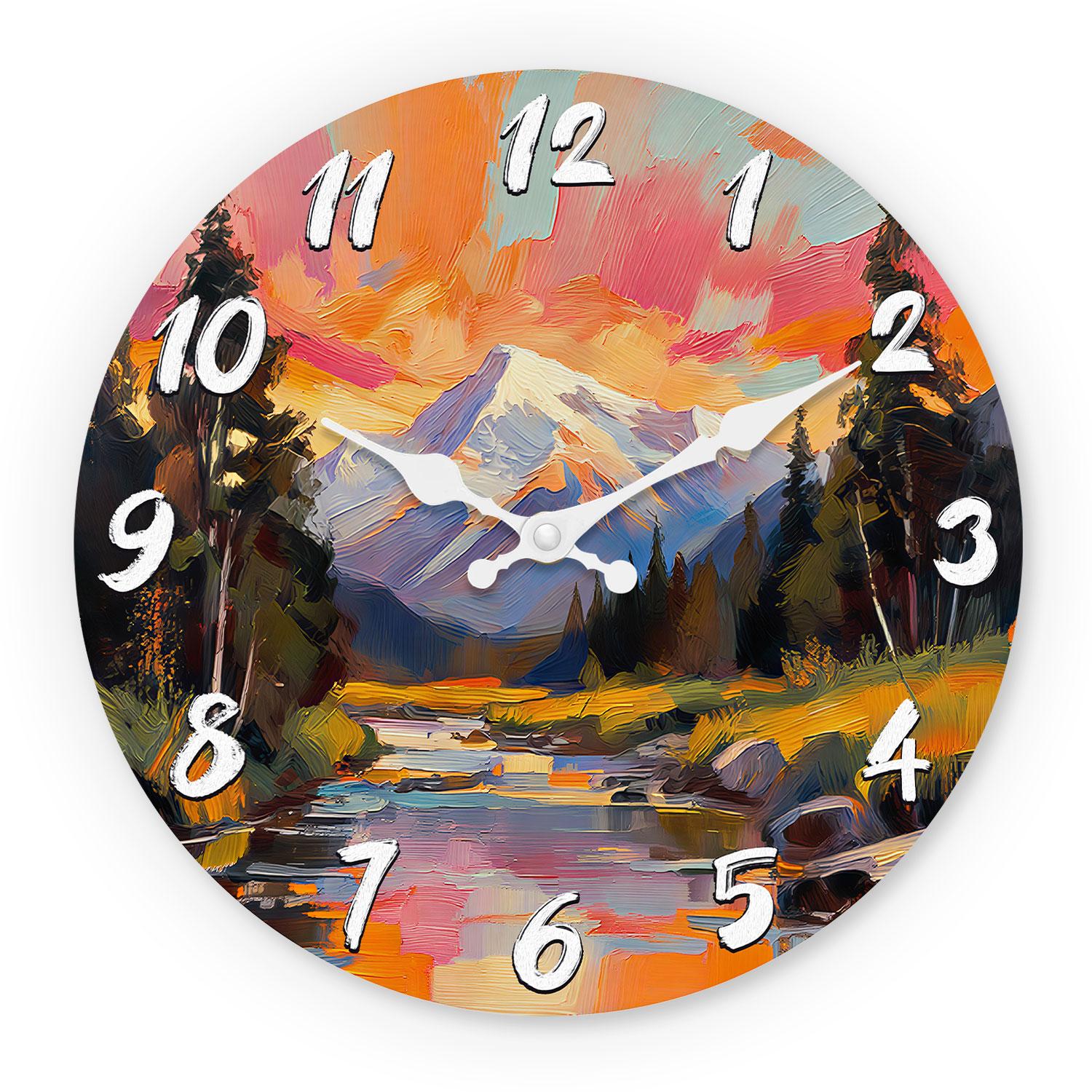 Impressionist Premium-Quality Oil Premium-Quality Painting Premium-Quality Landscape First-Class Wooden Top-Grade Wall First-Class Clock 10-16Inch (as the picture,10Inch)