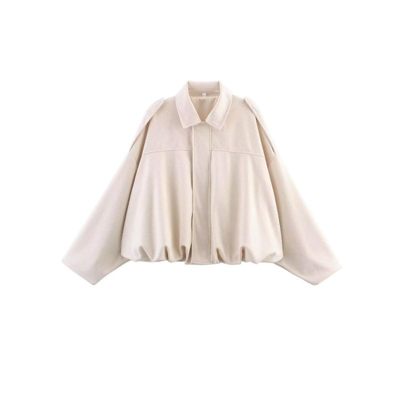 Kadın Modası Günlük Düz Renk Baskı Sonbahar Kış Uzun Kollu POLO Yaka Ceketler ve Montlar