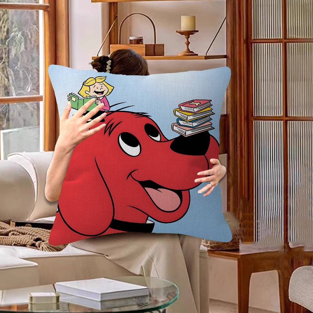 Cartoon Clifford The Big Red Dog Lucky Dragon Pillow Cover Sofa Cushion Cover Home Room Decoration Children Gift