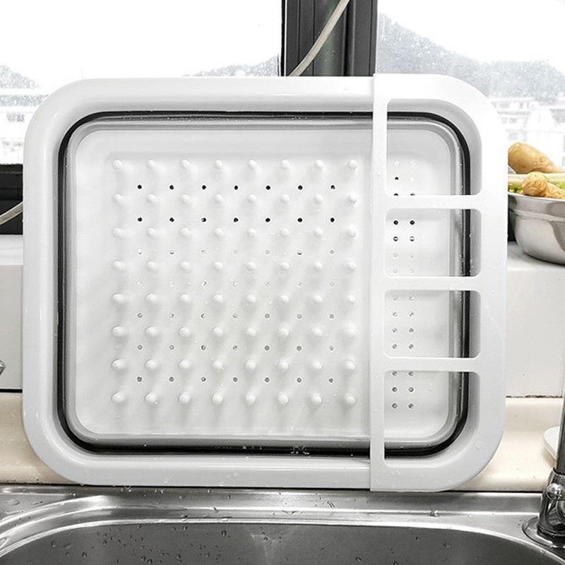 Kitchen Foldable Dish Rack Storage Water Leakage Tableware Bowl Dinnerware Drain Bowl Tray Home Drying Rack Washable Plastic