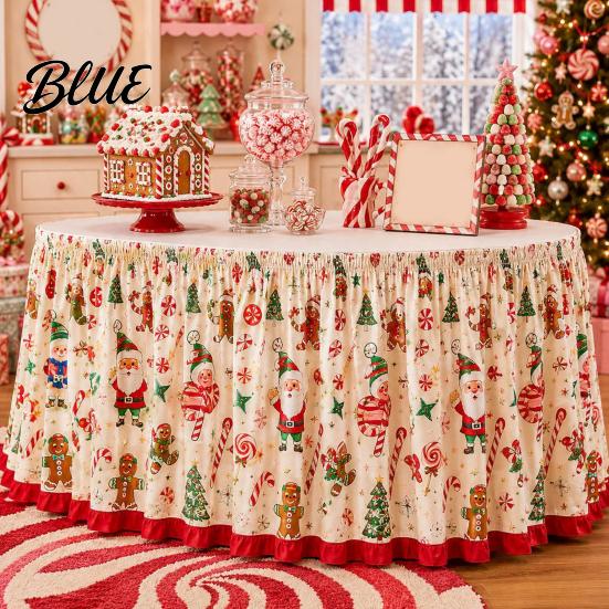 Festive Table Shield with Santa Skirt 70.9×29.5 Events Christmas for Holiday Inch Apron Gnome Reindeer