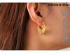 18k Gold PVD Titanium Leaf Patchwork Heart Stud Earrings