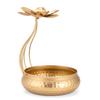 Metal Lotus Tealight Candle Holder for Diwali Decoration Items with Base of Urli Bowl -Diwali Gift Items-Urli Bowl for Home Decor