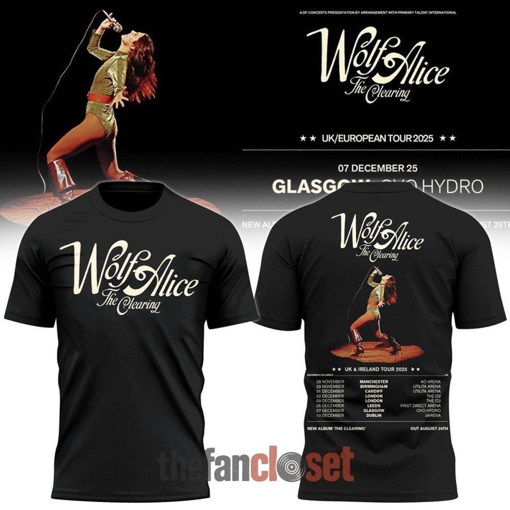 2 Sides Wolf Alice The Clearing Tour 2025 Black Cotton Shirt T229 Unisex T-Shirt XXL