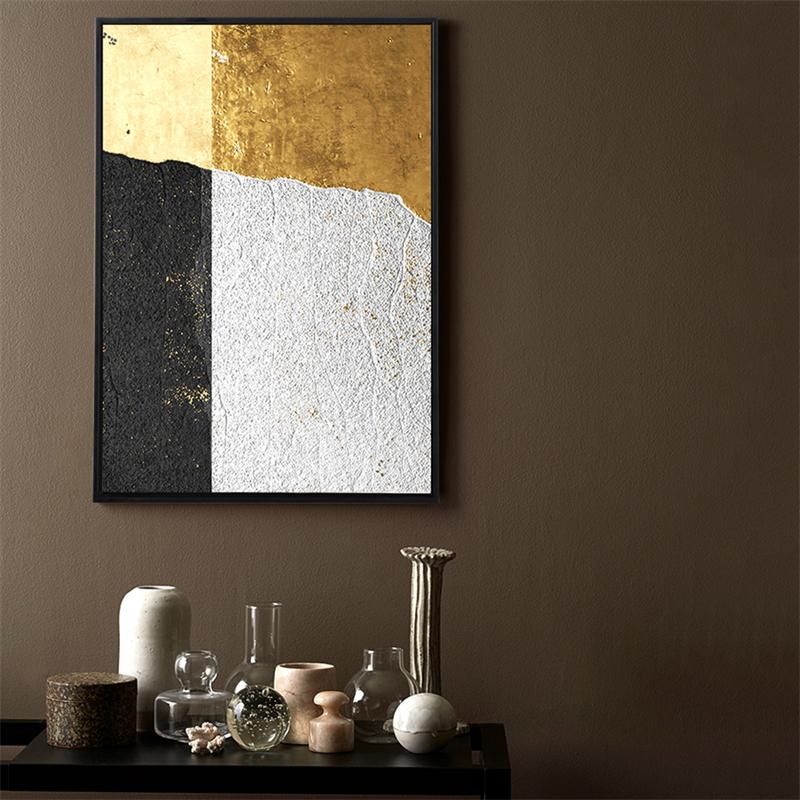 Canvas Painting Nordic Abstract Golden Black Annual Ring Poster and Print Wall Art Picture for Living Room Home Decoration No Frame