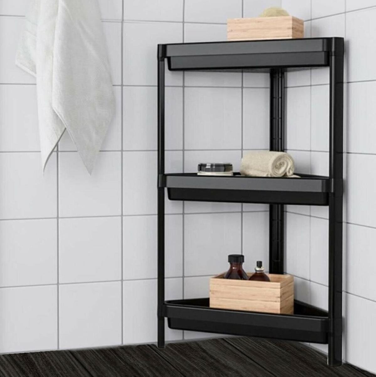 

Yeshill s Home 3-х уровневая угловая полка для ванной комнаты, черная
