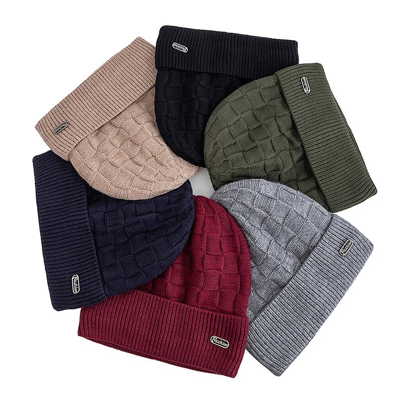 Nová unisex zimní čepice s plyšovou podšívkou z umělé kožešiny, teplá, malý čtvercový styl, měkká pletená čepice pro muže a ženy, zateplená, pletená čepice pro lyžování a sport