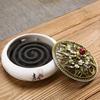 Creative Large Incense Burner Ceramic with Metal Lid Incense Plate Ice Crack Antique Alloy Sandalwood Stove Home Decoration