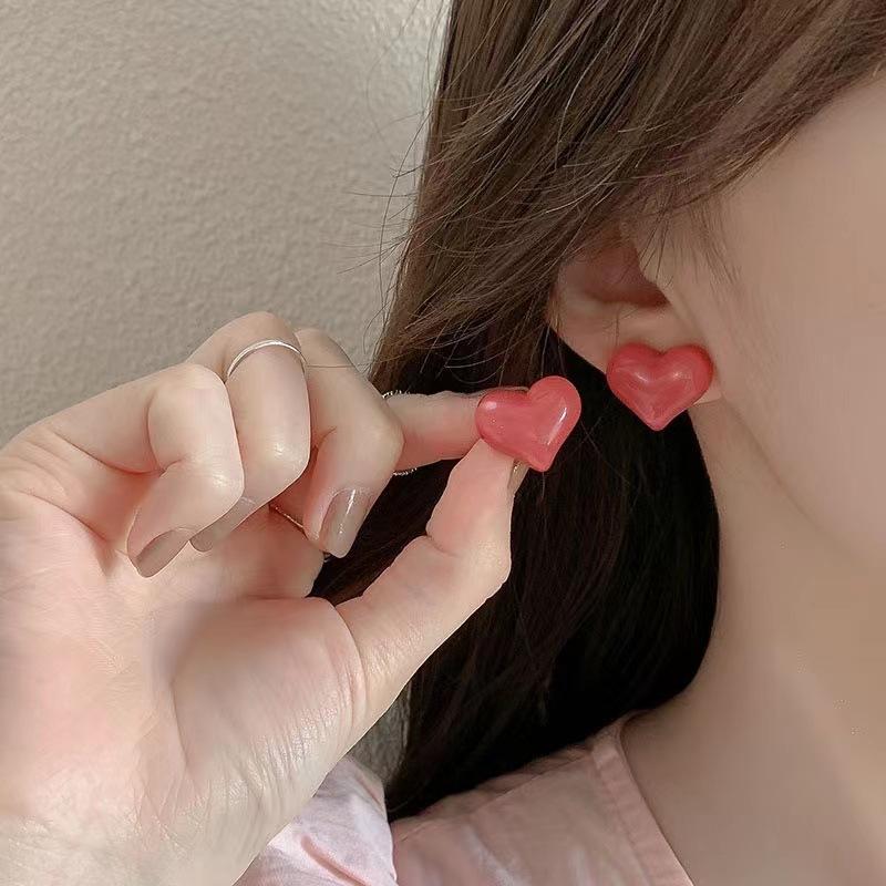 Pinkdudu Jelly Color Love Stud Earrings Resin Fashion Sweet Gentle All-match Summer Creative Series Earrings for Women Jewelry Gifts PD1264