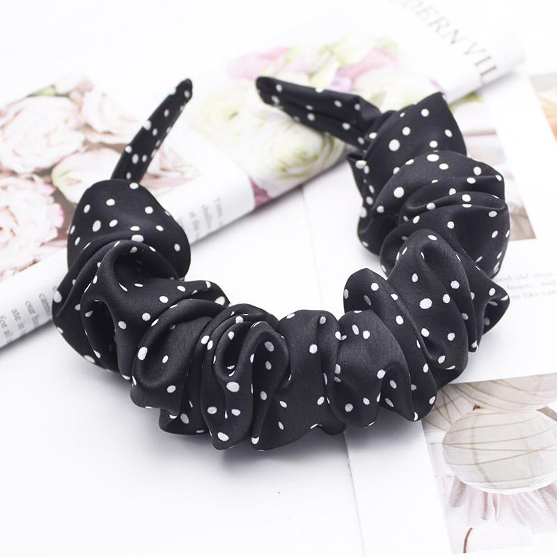 Lystrfac Solid Color Slik Padded Pleated Hairband for Women Fashion Scrunchy Headband Retro Hair Loop Female Hair Accessories