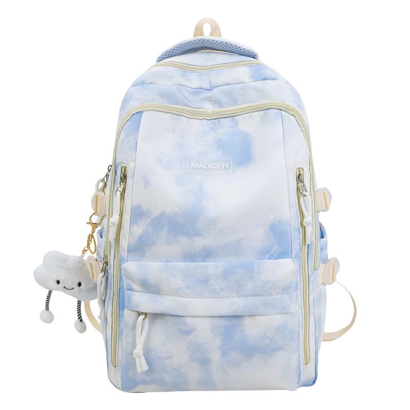 Schoolbag fashion casual backpack new tie-dye trend backpack Korean version large-capacity middle school student schoolbag make-up bag