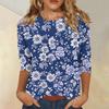Top da Donna Casual con Stampa Floreale, Manica a Tre Quarti, Girocollo, Leggero, Vestibilità Comoda, Per l'Uso Quotidiano