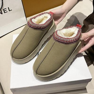 Fashion 2024 New Women's Wool Slippers Warm Platform Wool Low-top Snow Boots Slippers Women's Outdoor Anti-Slip Boots Shoes for Women