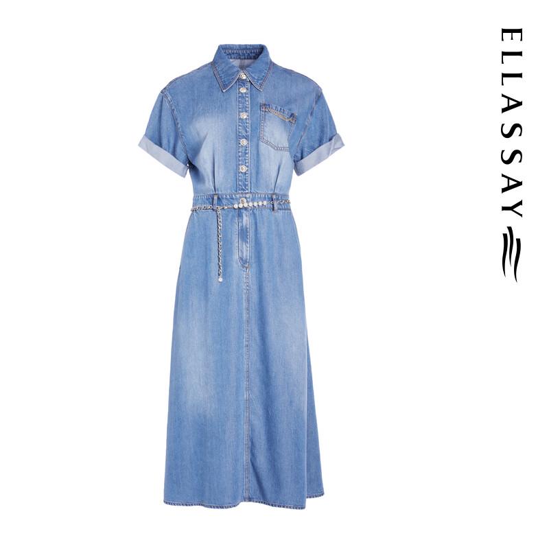ELLASSAY Women's Tencel Denim Shirt Dress