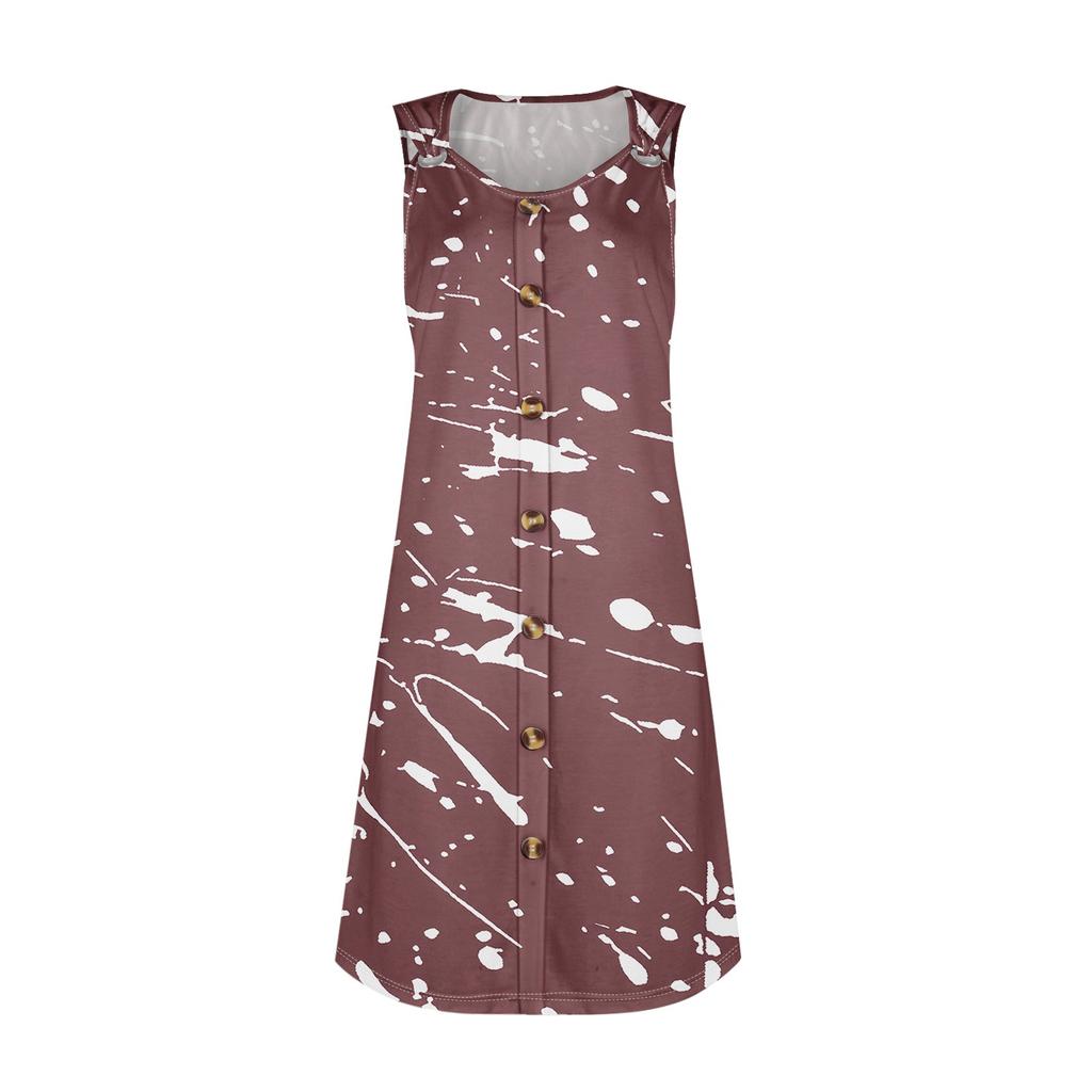 Abiti estivi per le donne, spiaggia, boho, senza maniche, stampa, maglietta, canotta, prendisole