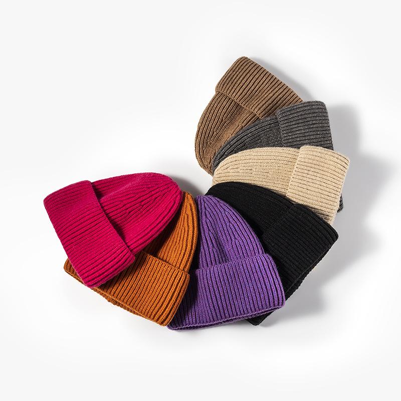 Warm hat Wool hat Fashion monochrome light board Cold hat Autumn and winter students Outdoor knitted hat Fashion