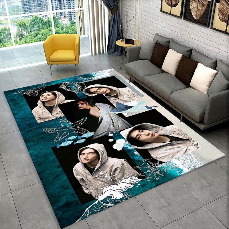 Fashion Kpop Hyunjin Stray Kids Non-Slip Area Rug for Living Room,Bedroom,Playroom,Soft Carpet Floor Mat Home Decor Rug Kid Room
