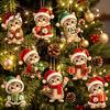 Flat Wood Ornament Cute Kitten Christmas for Tree Hanging, 2D Wooden Rustic Xmas Ornaments Decorative Pendant with Lanyard Home Holiday Party Supplies