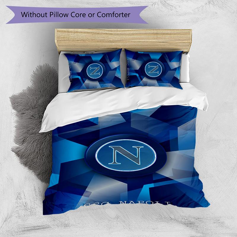 Set Lenzuola 3 Pezzi Stampato Napoli FC Traspirante Copripiumino con Federe Biancheria da Letto Decorativa per Camera da Letto Casa