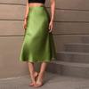 European & American Style Satin Midi Skirt - Spring/Summer 2025 - Elegant A-Line Polyester Skirt
