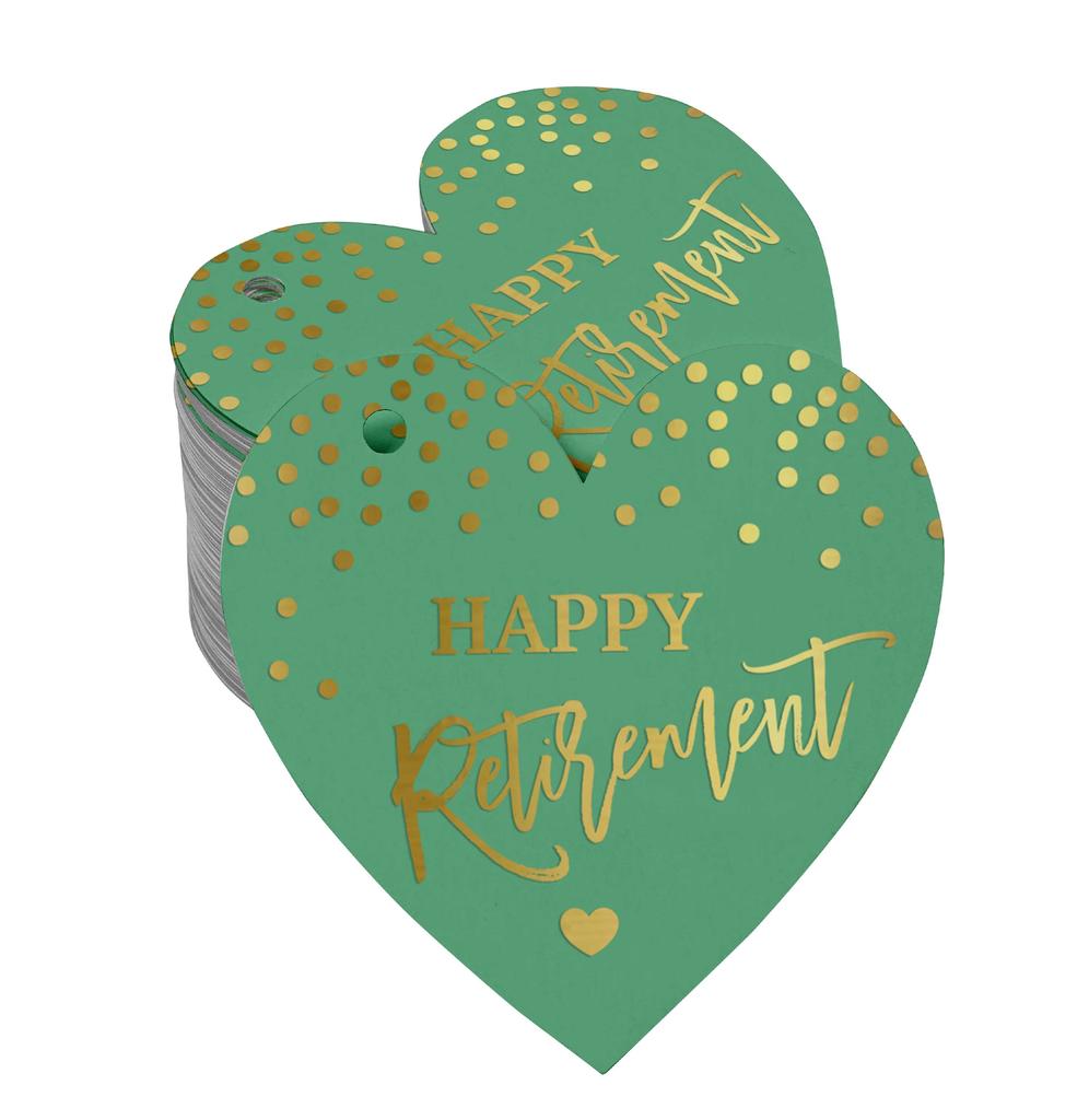 Inkdotpot Silver Foil Paper Hang Tag Happy Retirement Favor Tag 100 Pieces