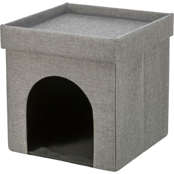 Abri pour chat - TRIXIE - Kimy - 2 étages - Gris - Intérieur - Douillet