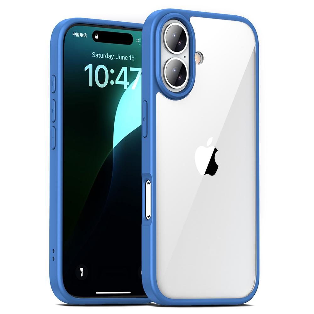 

For iPhone 16 Case Shockproof Slim Hard PC+Soft TPU Phone Cover Blue