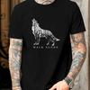 Men Wolf Pattern Cotton T-shirt - Casual Round Neck Short Sleeve Solo Design Summer Tee Summer Casual Wear Men Clothing