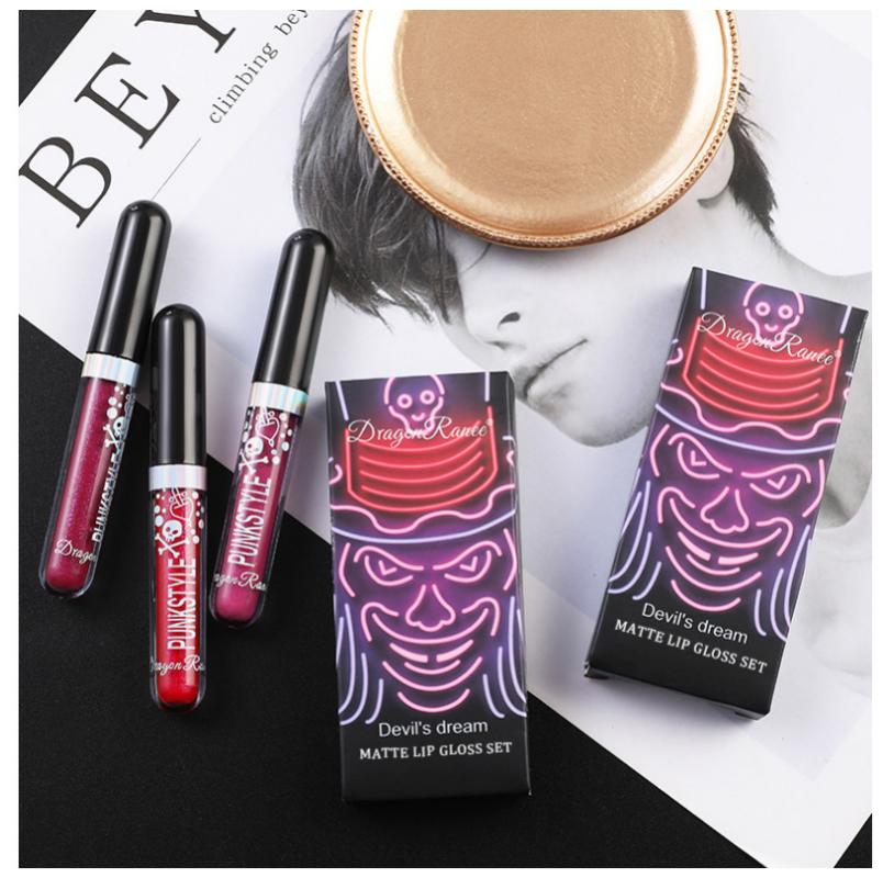 Halloween Lipstick Set 4 Colors Smakup Non-fading Lip Gloss Lip Makeup Matte Lipstick Shiny Lipstick Sparkling Black Lipstick Purple Lipstick