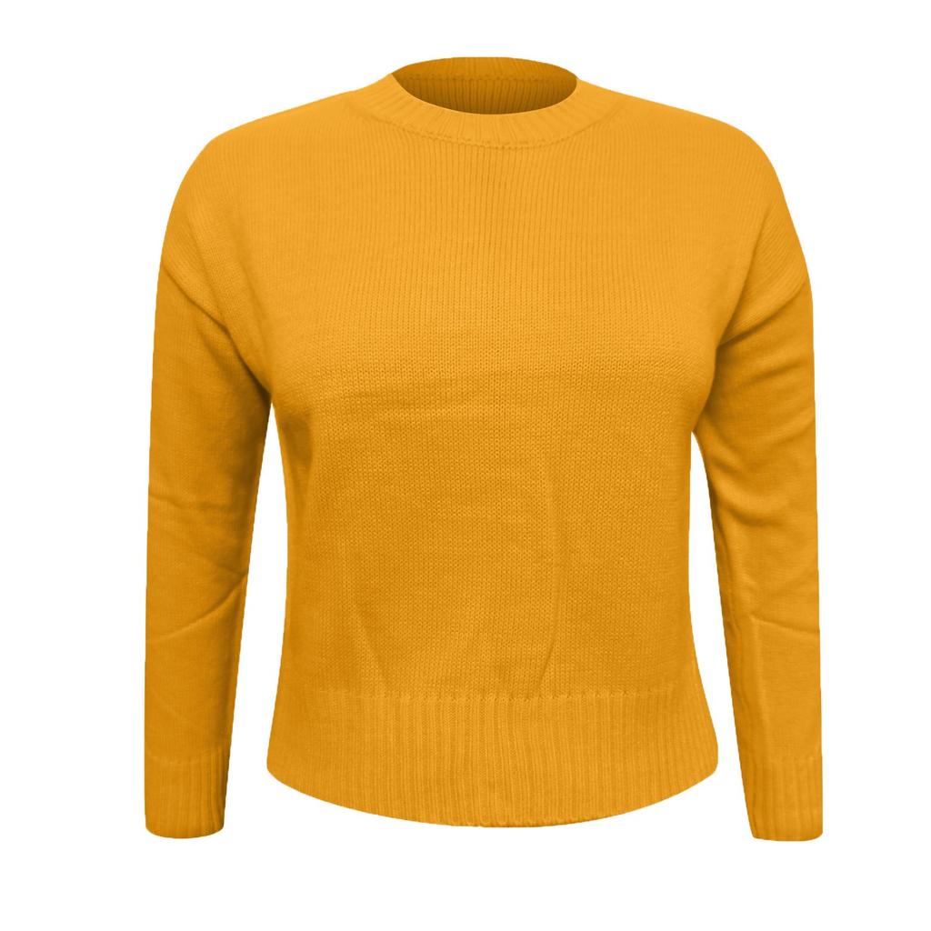 Dammode Tröja Enfärgad Rundhals Kort Pullovertröja