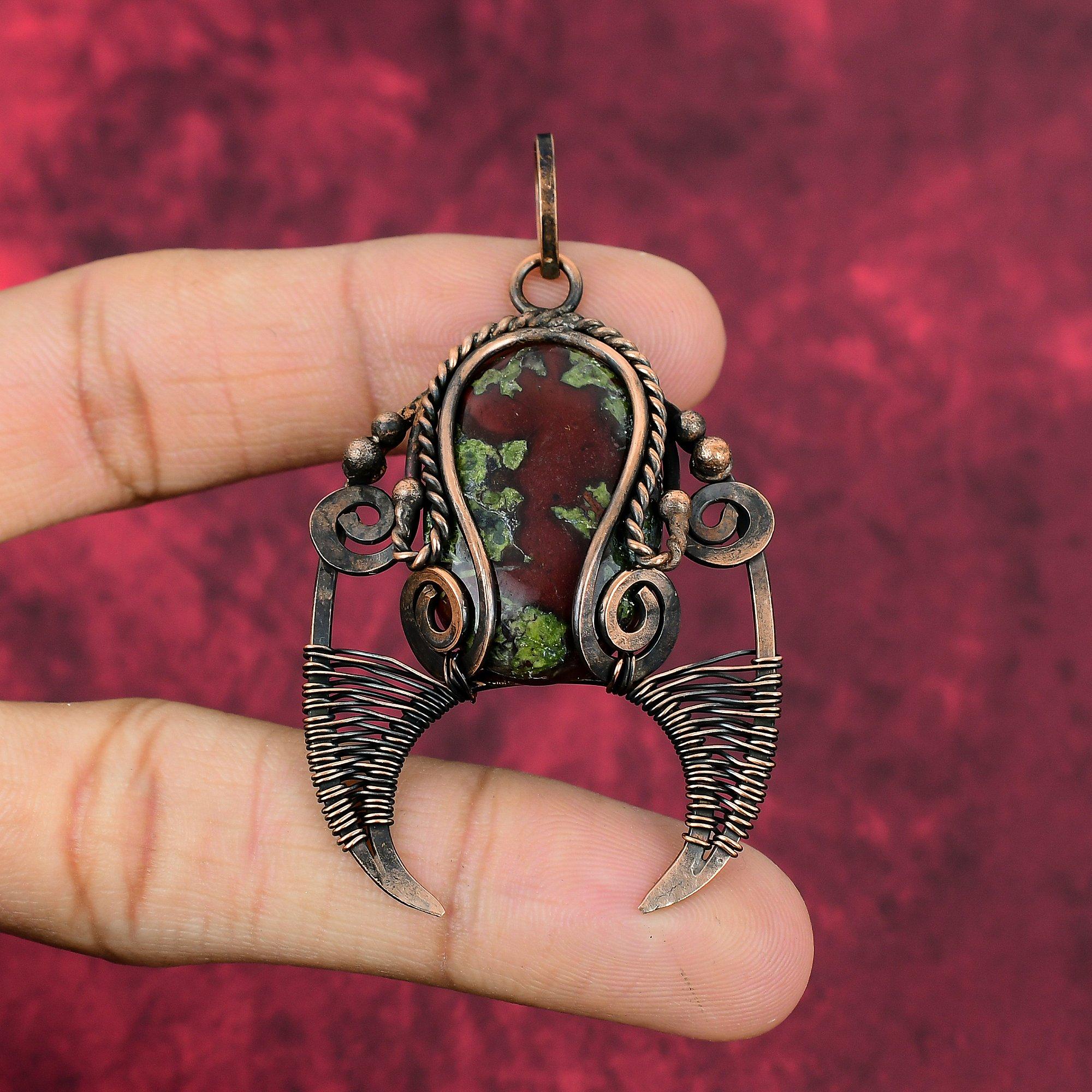 

Dragon Bloodstone Pendant Copper Wire Wrapped Pendant Handmade Dainty Pendant Unique Copper Jewelry Real Gemstone Pendant Anniversary Gifts