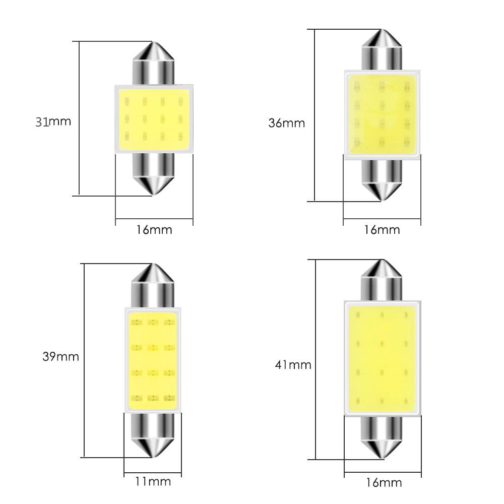 10Pcs/Lot C5W LED Bulb Festoon 31/36/39/41mm 12V 24V COB 6500K White Car Interior Dome Reading Lights Trunk License Plate Lamp T Dome Lights 6