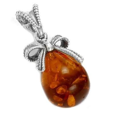 [Q6783] - Pingente em Prata 'Inspiration' Cognac Âmbar (banhado a ródio) - 16x10 mm